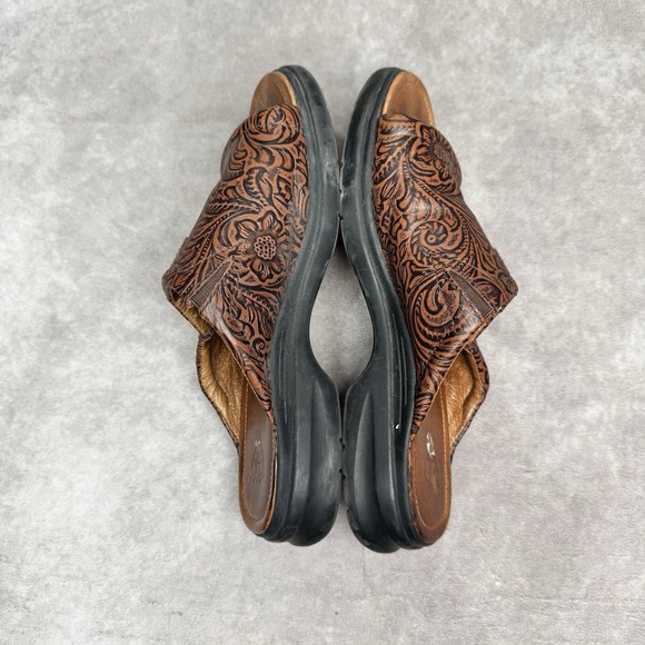 Ariat Bridgeport Women's Brown Floral Leather Slides Sandals Size 9B - Picture 7 of 8